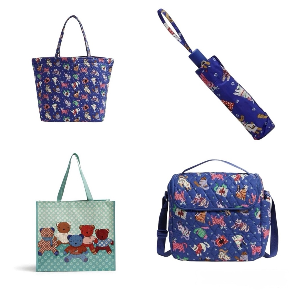 Vera Bradley Catnip Christmas - Grand Tote, Lunch Crossbody, Umbrella, Market